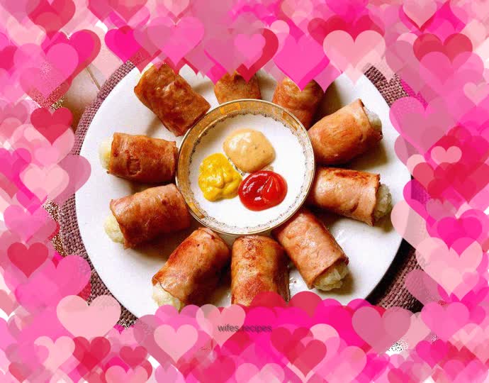 Rice and bacon rolls