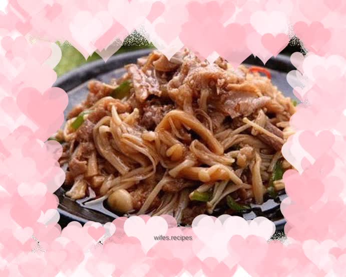 Stir-fried Beef Brisket with Enoki Mushrooms