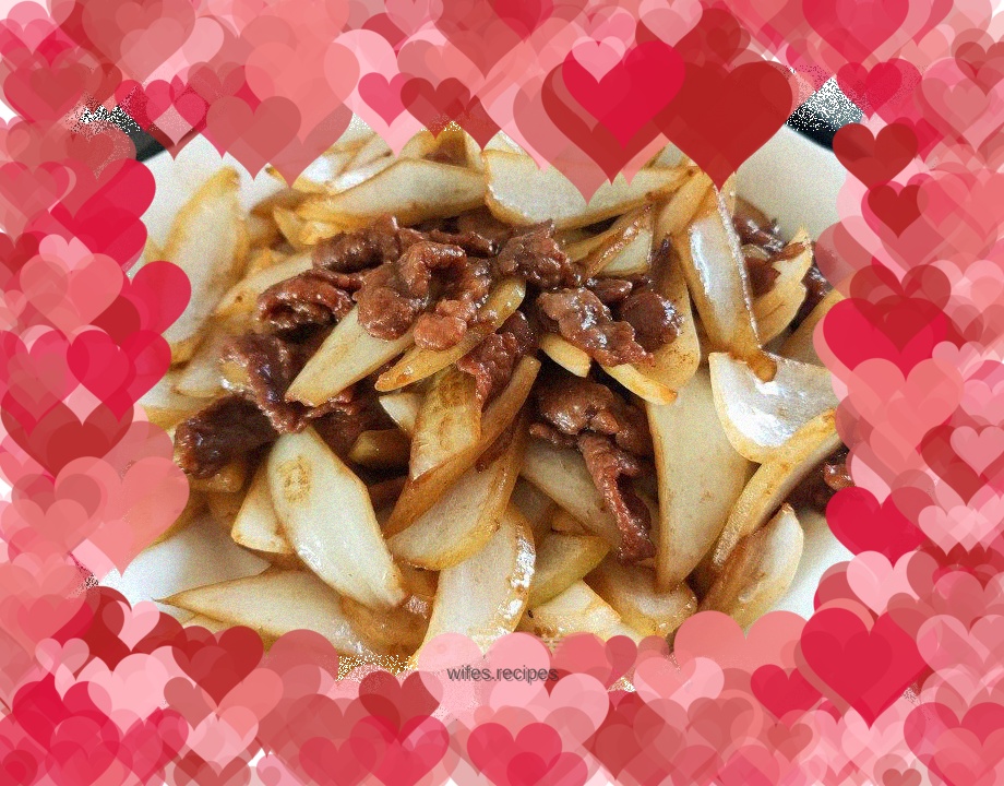 Stir-fried beef with onions