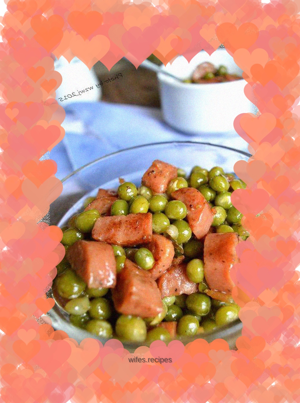 Stir-fried peas with sausage