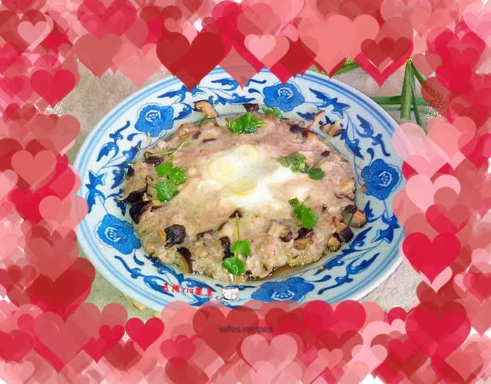 Steamed Egg with Mushroom and Minced Pork