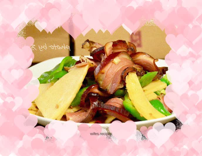 Stir-fried bamboo shoots with bacon