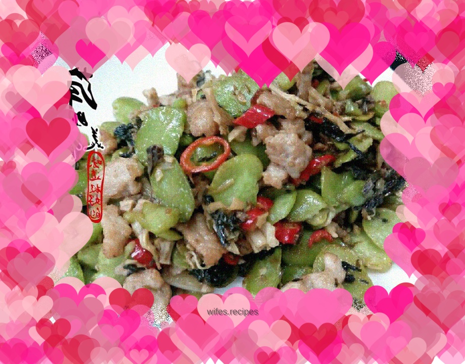 Stir-fried broad beans with meat