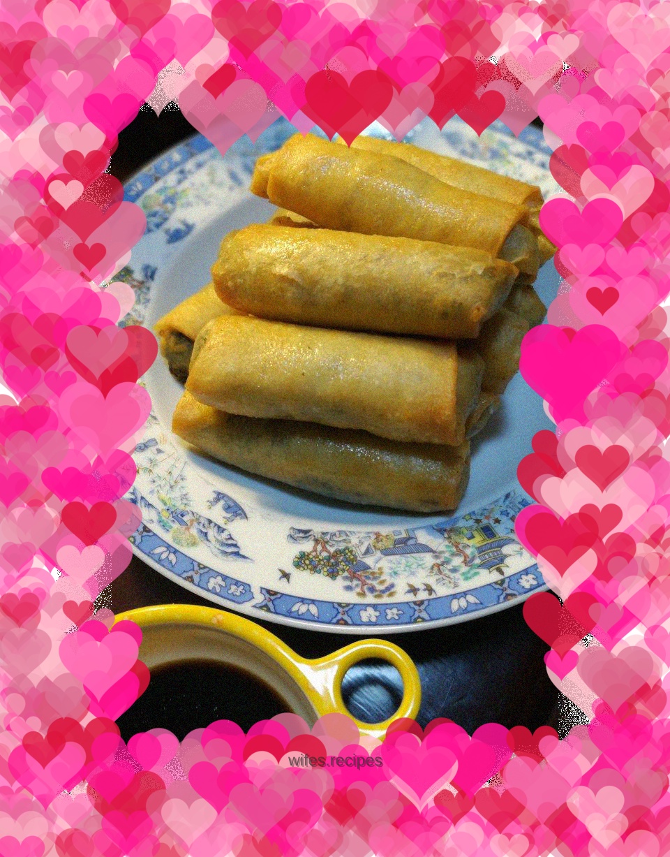 Shepherd's purse shredded pork spring rolls