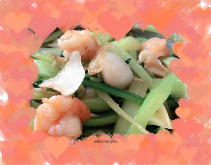 Stir-fried shrimps with celery and lily