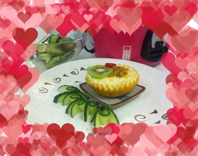 Two-color fresh fruit stewed eggs