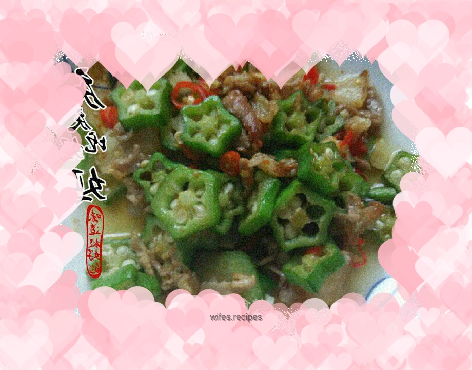 Stir-fried shredded pork with okra