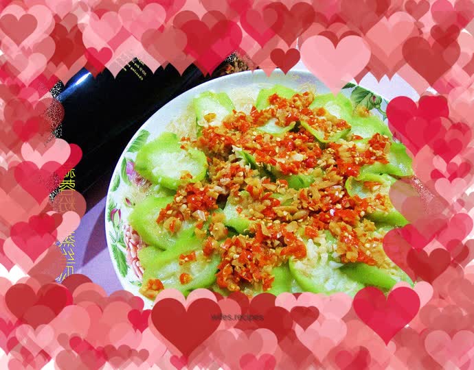 Vermicelli, minced pepper and steamed loofah