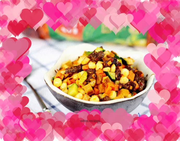 Clever combination of children's recipes---Assorted diced beef