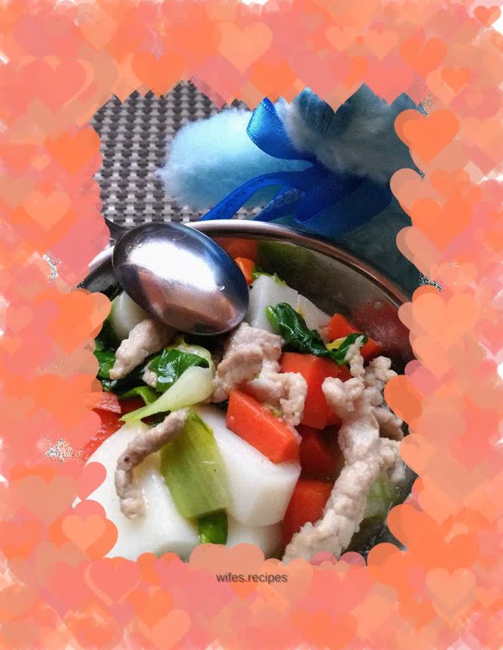 Shredded Pork Soup Rice Cake for Toddlers