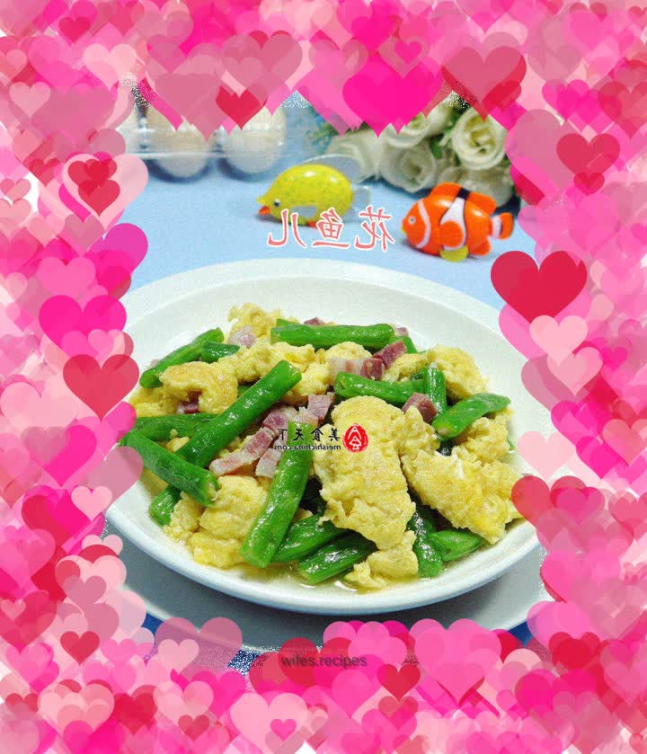 Stir-fried Eggs with Pork and Plums and Beans