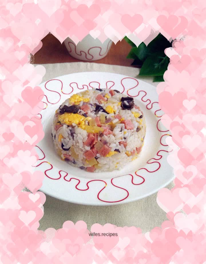 Meat roll and egg fried rice