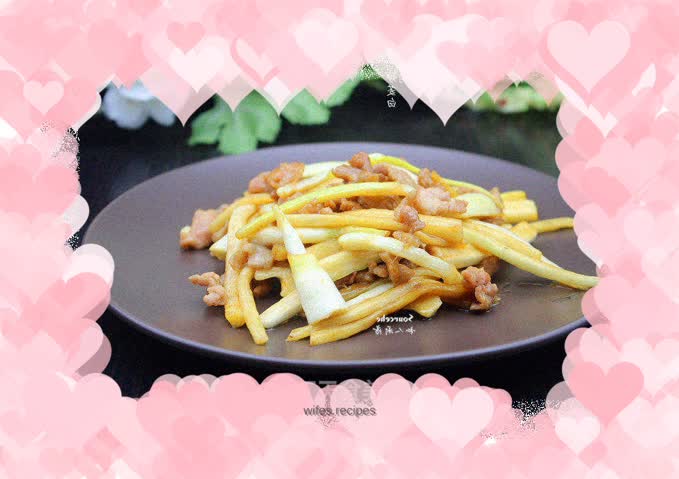 Stir-fried wild rice with lean meat