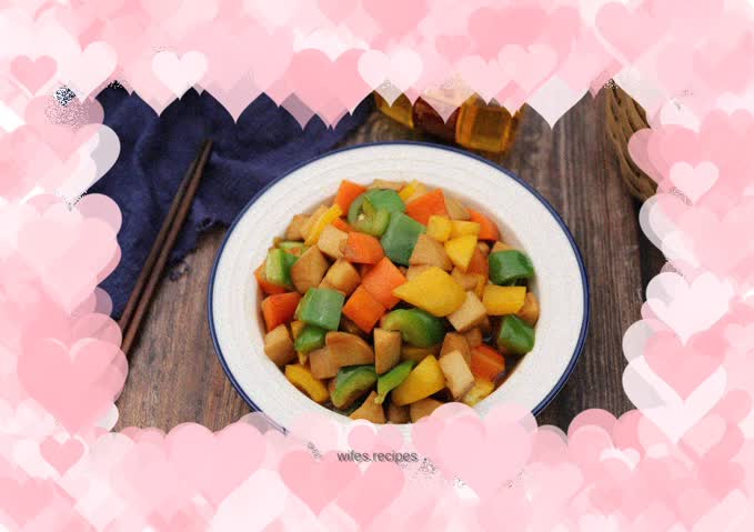 Colorful pepper, king oyster mushroom