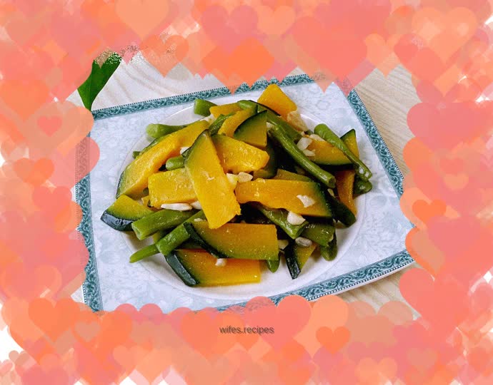 Fried Japanese Pumpkin with Plum Beans