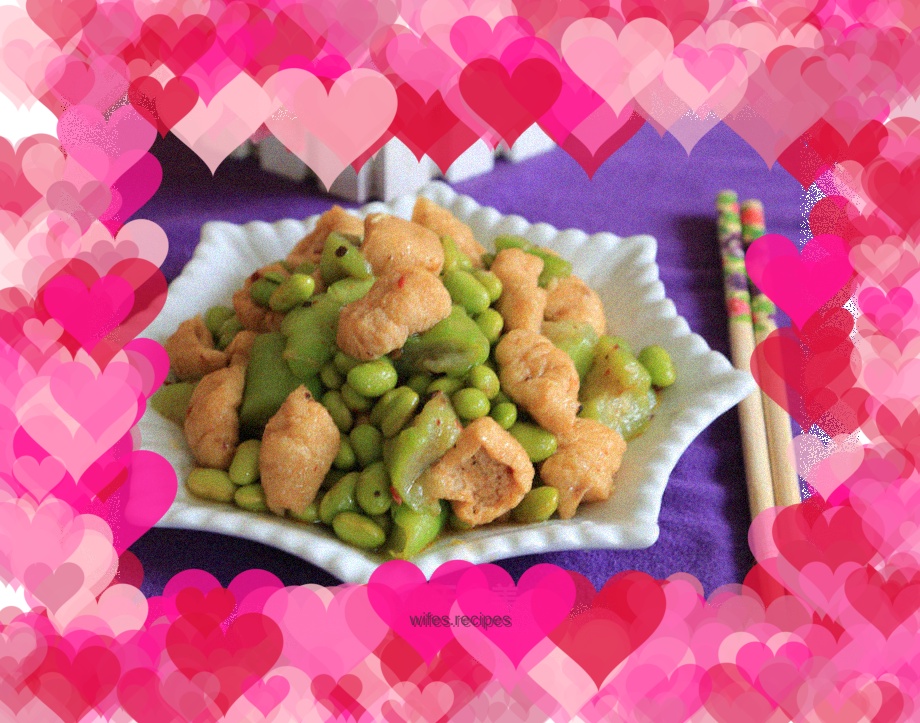 Luffa, seared soybean oil and tofu