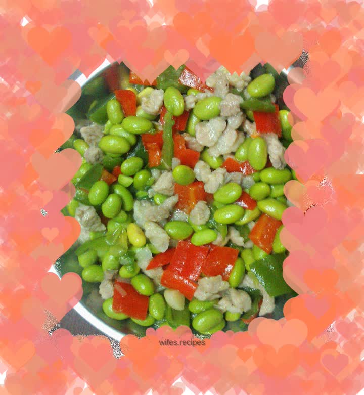 Stir-fried diced pork with edamame rice