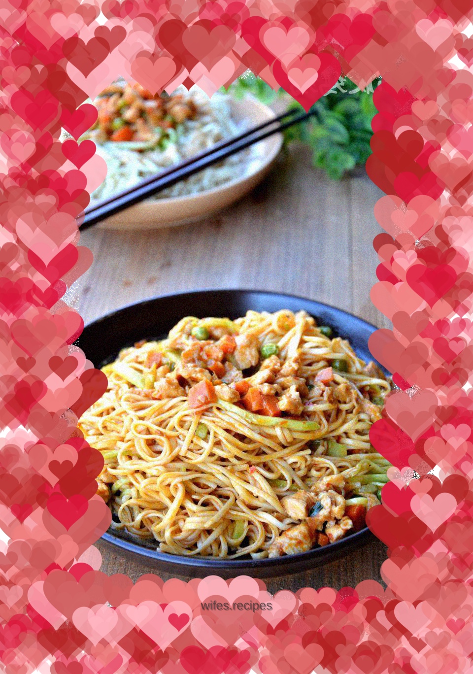 Spicy chicken mixed with cold noodles