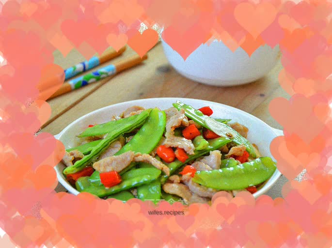 Stir-fried snow peas with smooth meat