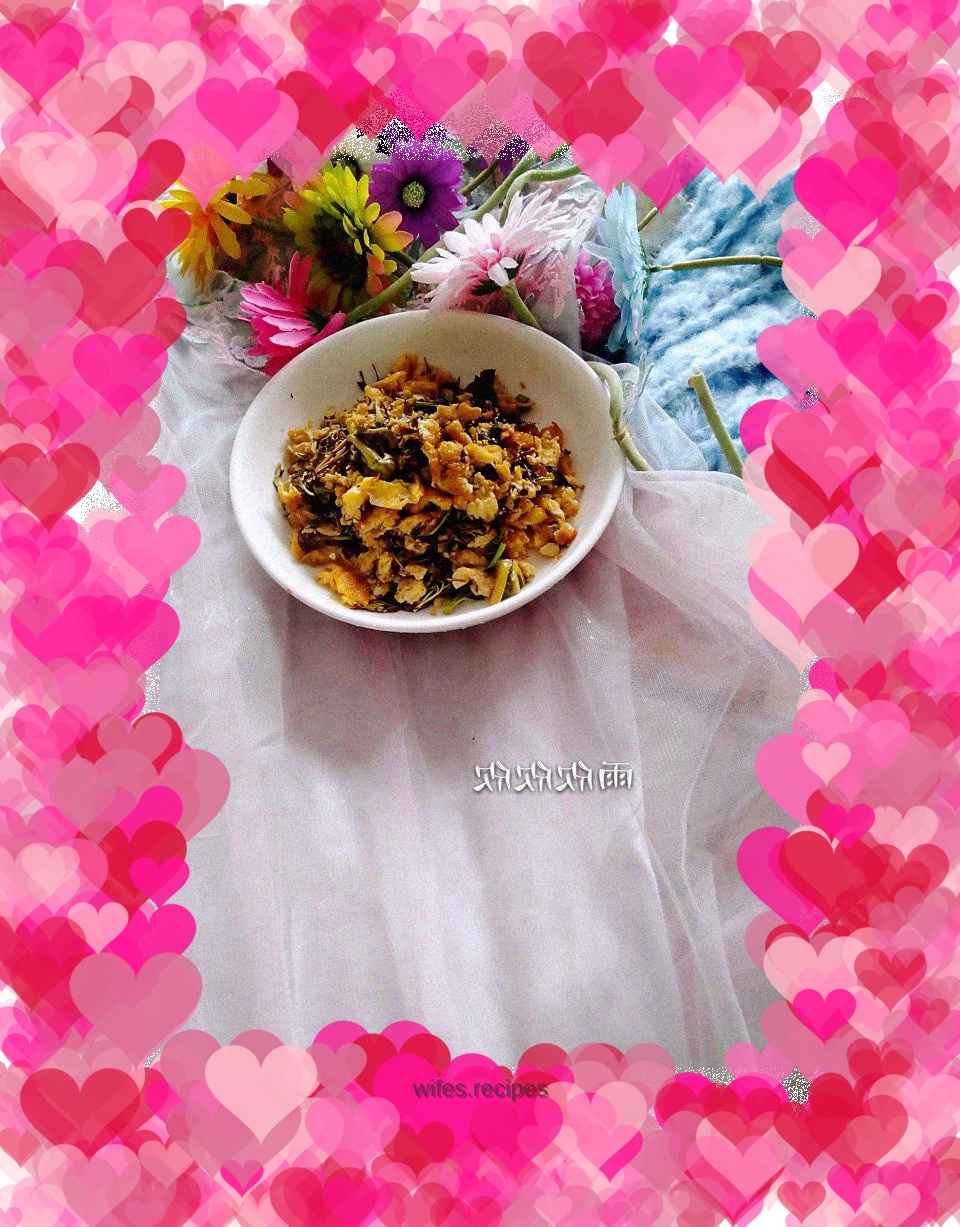 Fried goose eggs with spring buds