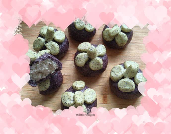 Fancy steamed buns#Mangosteen, Kiwi#