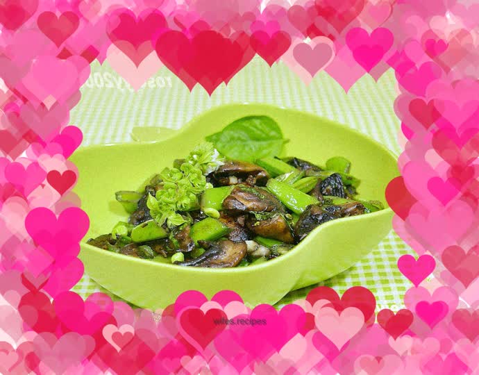 Stir-fried Mushrooms and Sweet Beans in Nine-Story Pagoda--Post-holiday Cleanse Recipe