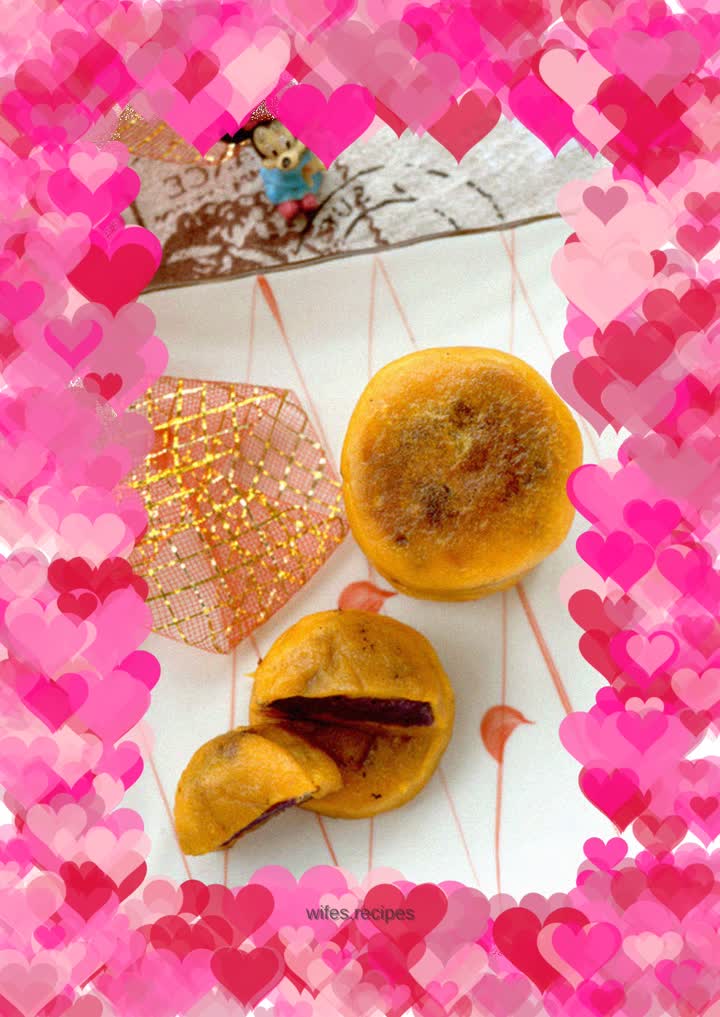 Sweet and glutinous purple sweet potato pumpkin cake