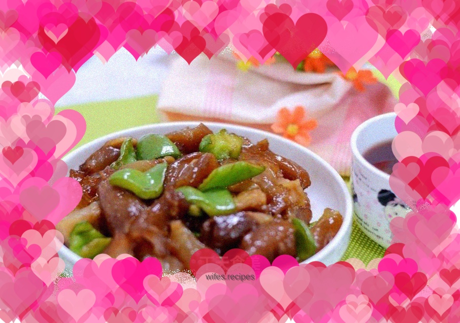 Stir-fried tendons with green pepper