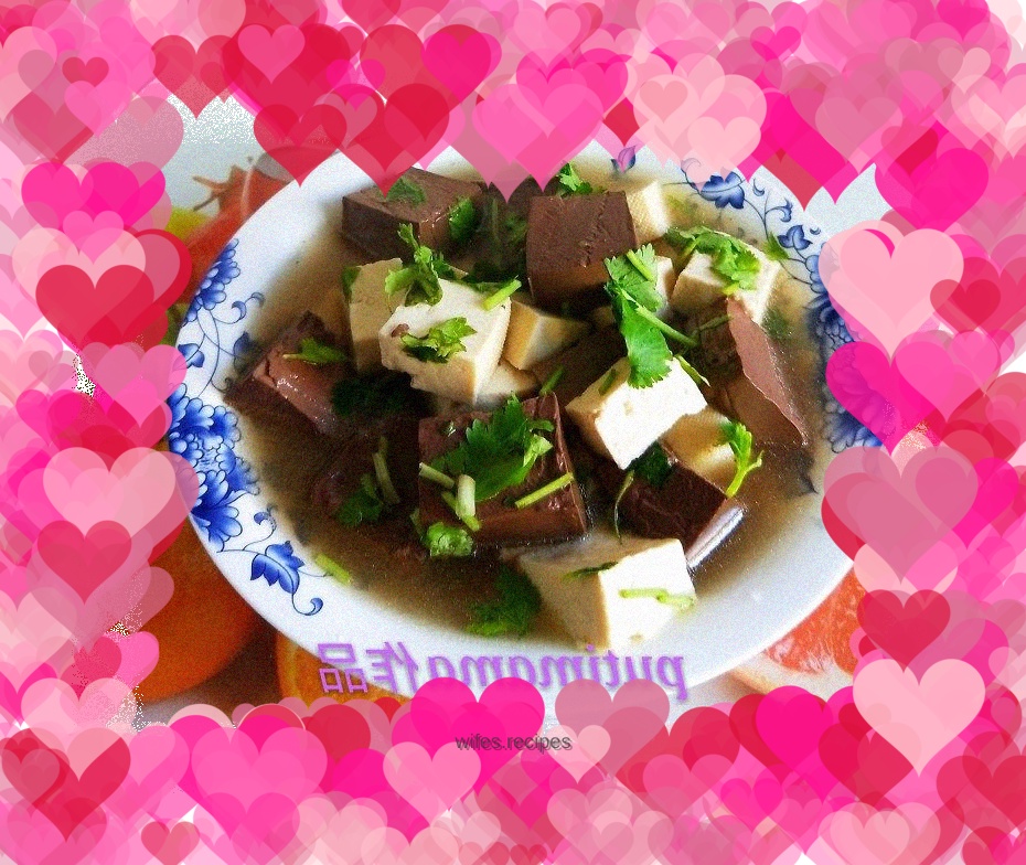 Duck blood tofu soup