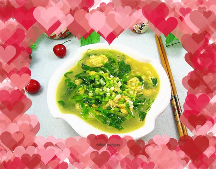 Pea tip egg soup