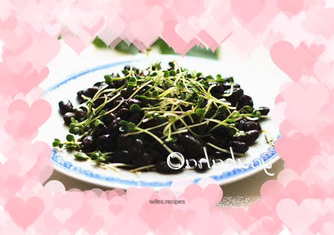 Radish sprouts mixed with black natto