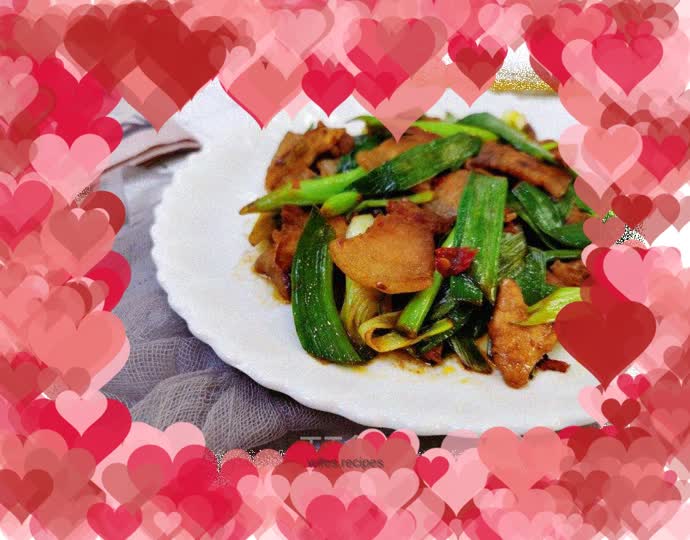 Twice-cooked pork with garlic sprouts