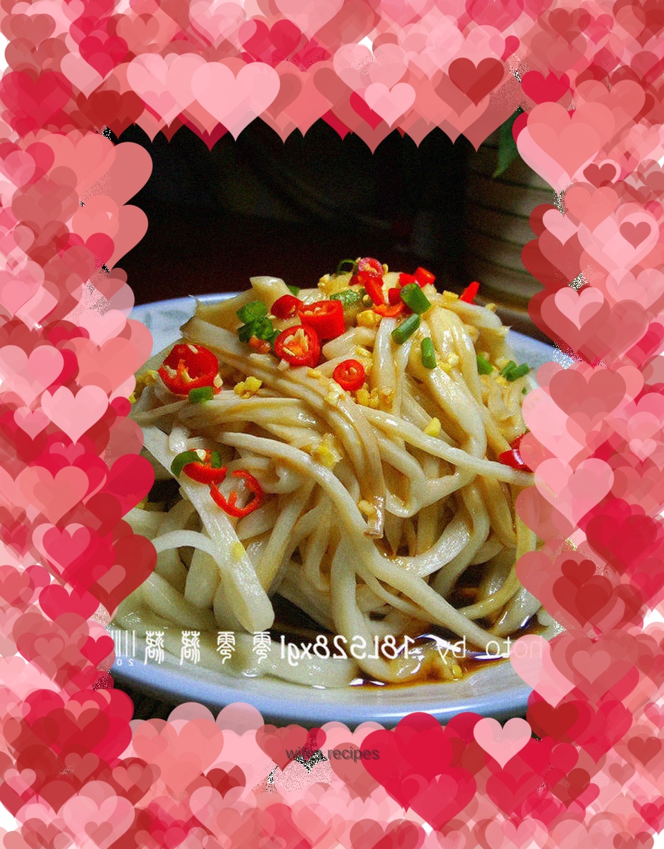 Shredded king oyster mushrooms