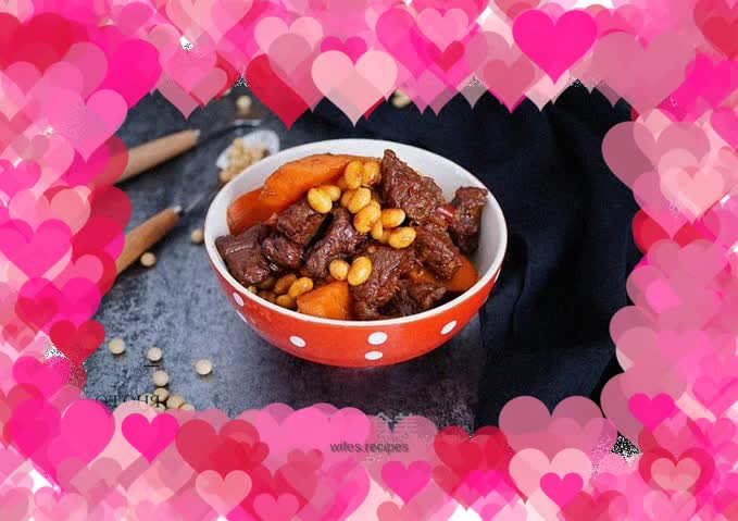 Beef roasted with soybeans and carrots