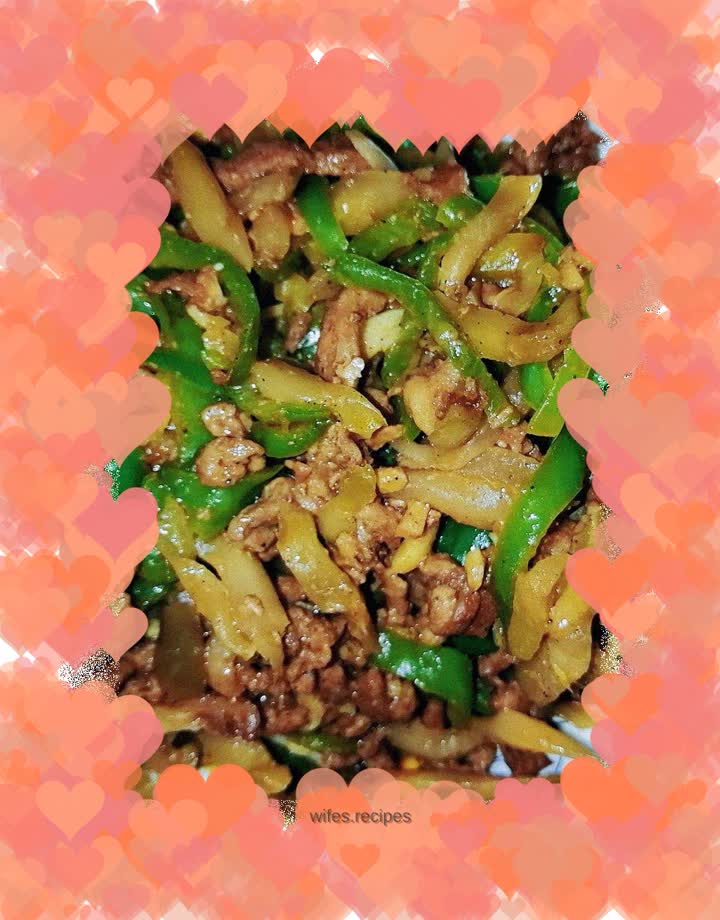 Shredded pork with green pepper and pickled mustard