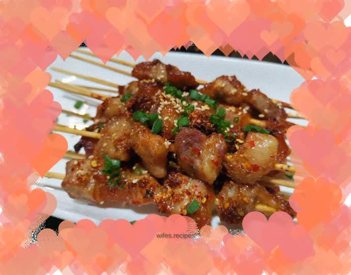 Grilled pork belly skewers