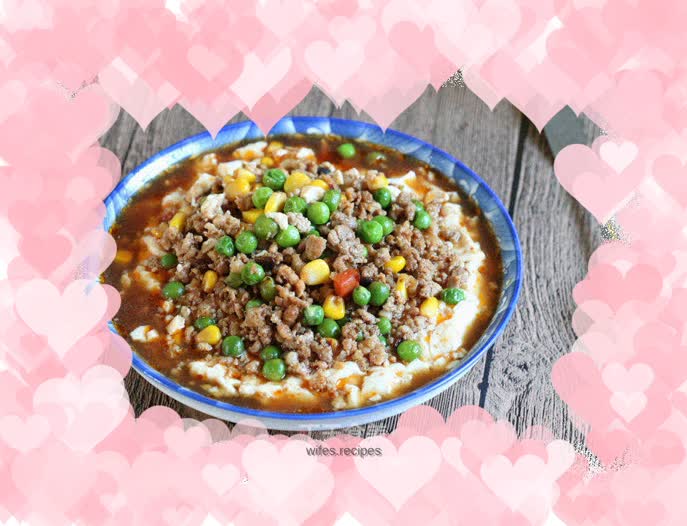 Steamed tofu with minced meat