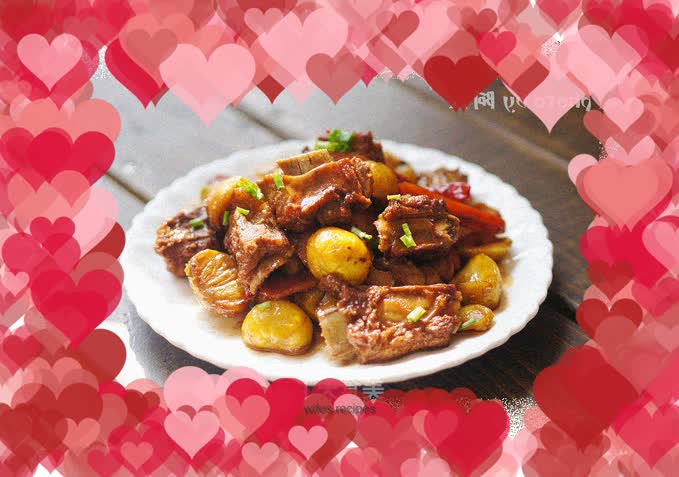 Chestnut roasted pork ribs