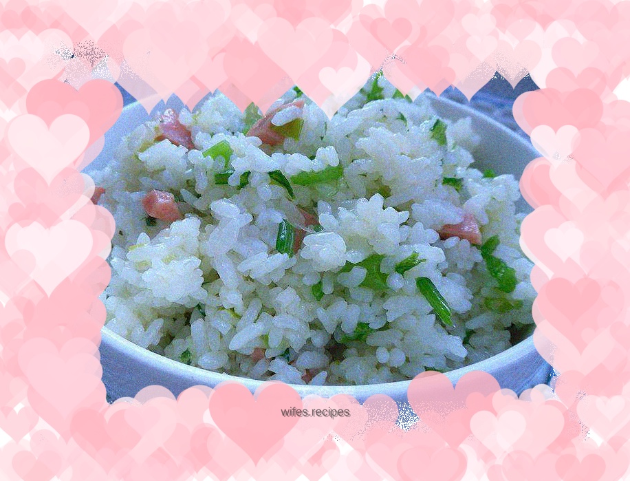 Fried rice with spinach stalks