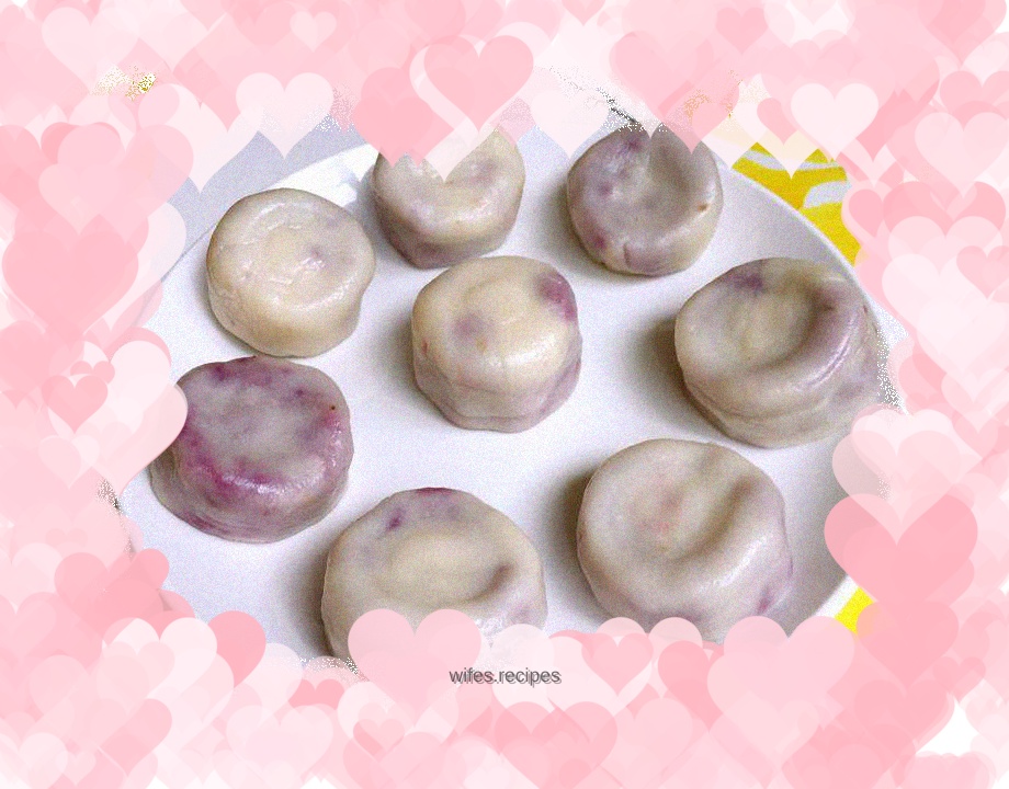 Purple sweet potato and yam crystal cake