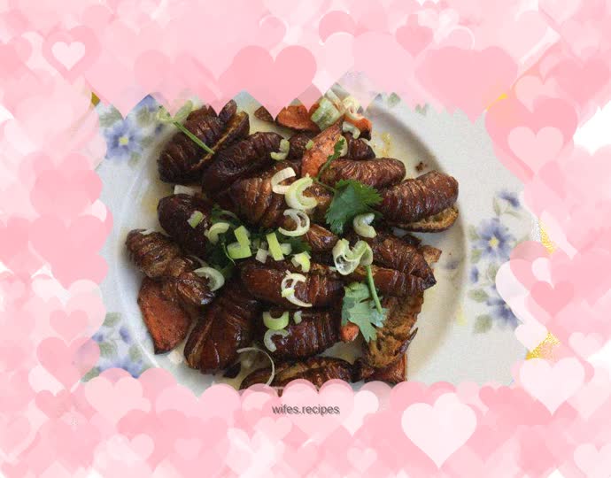 Salt and pepper silkworm chrysalis