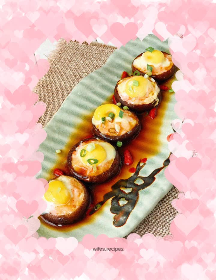 Quail eggs stuffed with mushrooms and shrimps