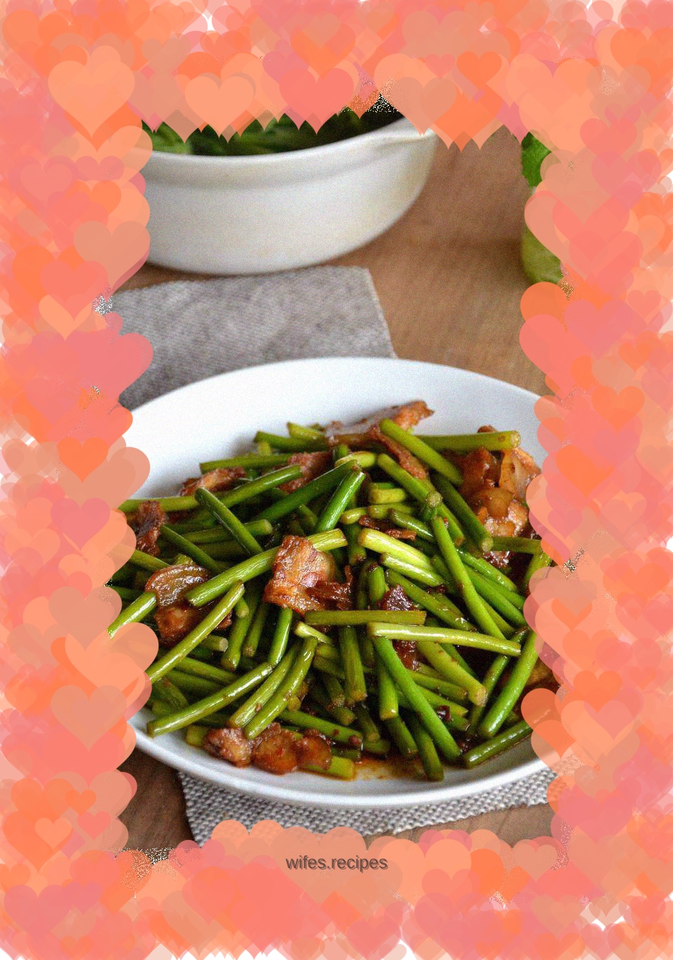 Twice-cooked Pork with Garlic Moss