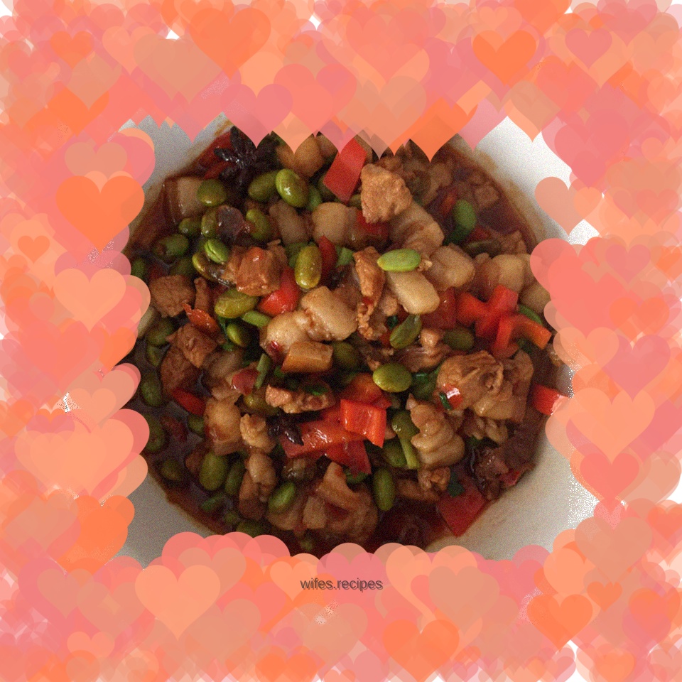 Roast pork with edamame