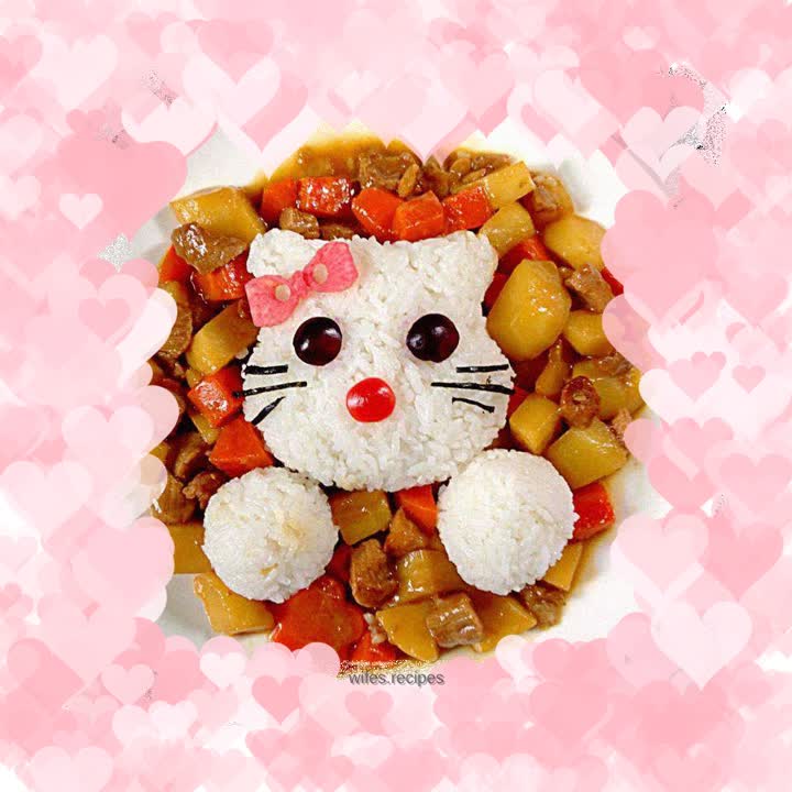 Rice with diced pork, radish and potatoes