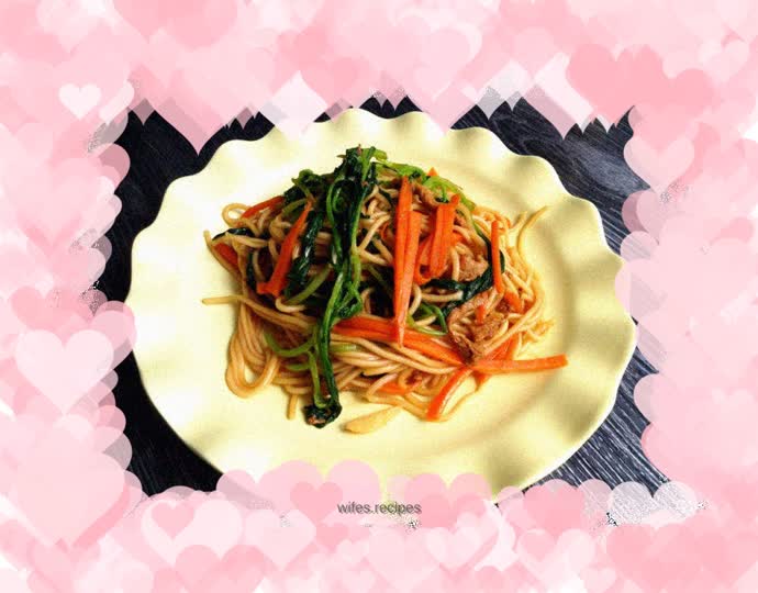 Three fresh fried noodles