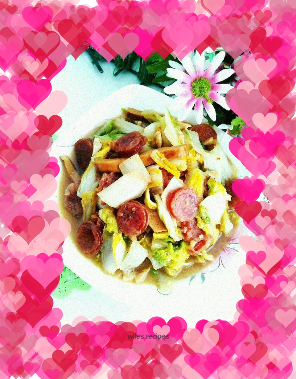 Braised Sausage with Baby Cabbage