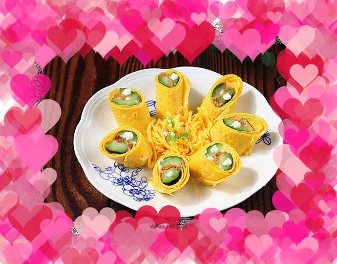 【Shanghai】Meat floss and cucumber egg rolls