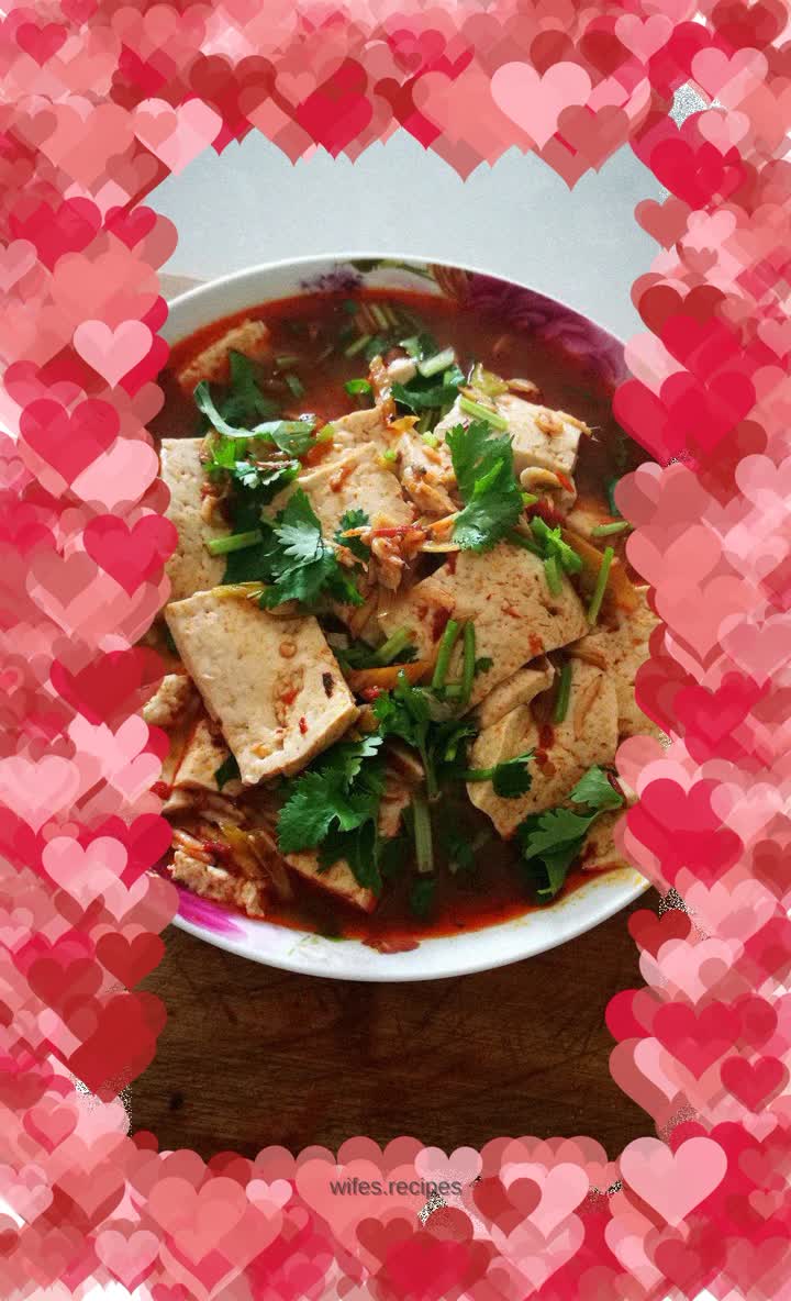 Stewed tofu with shrimp skin