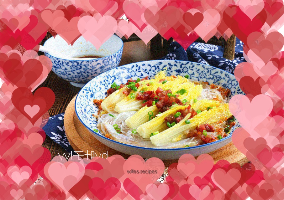 Steamed Baby Cabbage with Chinese Sausage Vermicelli